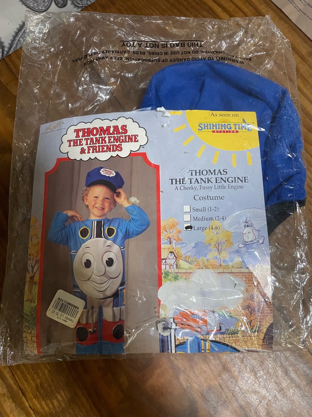 Vintage 1993 Thomas the Tank Engine Kids Costume NWT Kids 4-6 Train Halloween